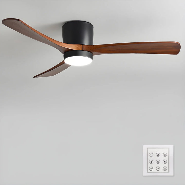 Ahorro energético: Ventilador de techo LED, nórdico, de madera, con control remoto para el hogar.
