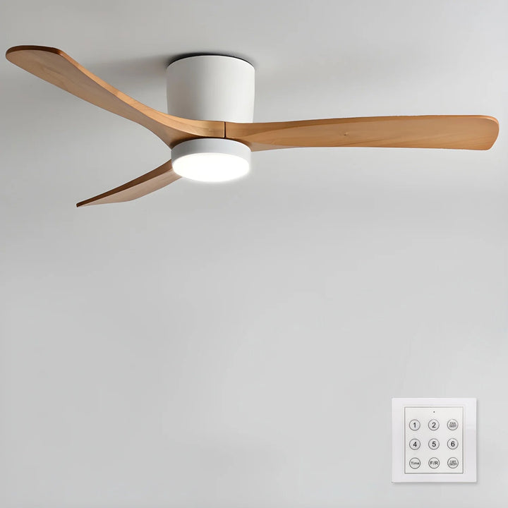 Ventilador de techo de diseño nórdico, con luz LED y control remoto, ideal para espacios modernos.