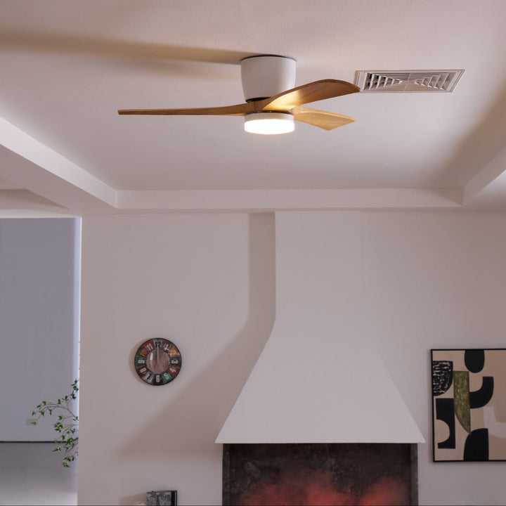 Control remoto para ventilador de techo LED, diseño nórdico, aspas de madera, eficiencia.