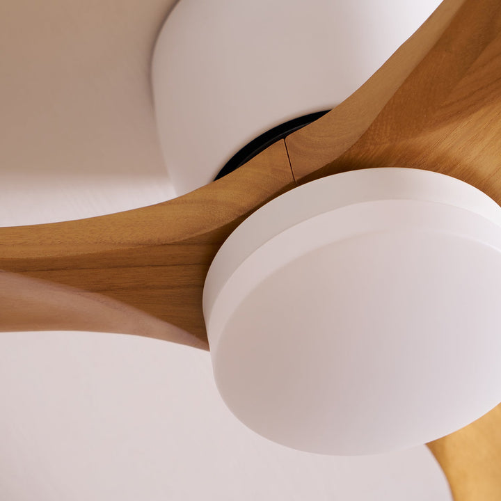 Ventilador de techo para interiores, LED, moderno, estilo nórdico, madera y control remoto.