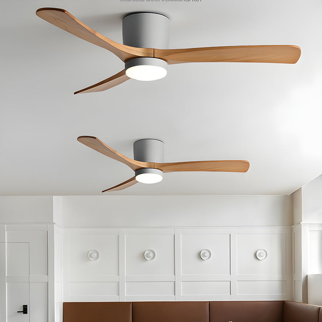 Disfruta de luz y aire: Ventilador de techo LED nórdico, moderno, madera, control remoto.