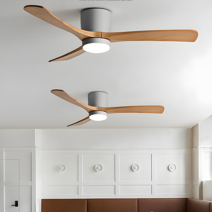 Disfruta de luz y aire: Ventilador de techo LED nórdico, moderno, madera, control remoto.
