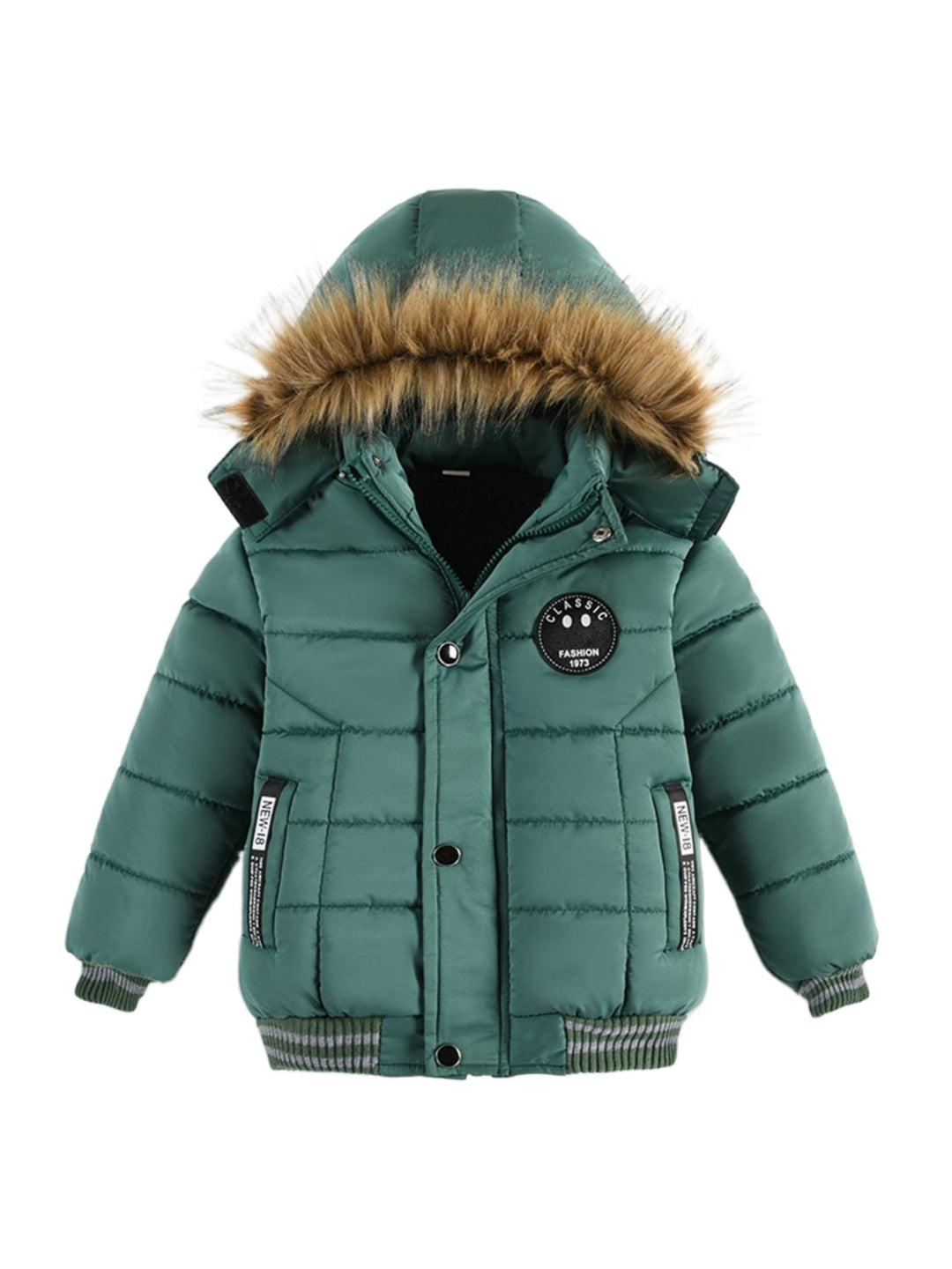 Abrigo infantil cálido y acolchado, con capucha protectora ideal para días fríos de invierno.