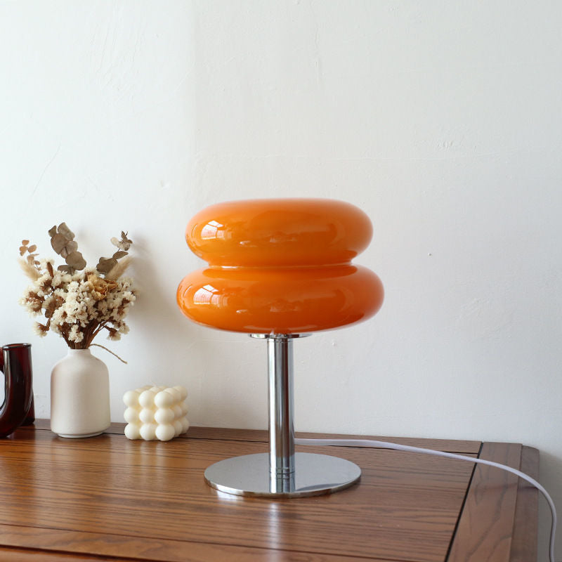 Lámpara de mesa LED para luz ambiental, diseño Bauhaus en vidrio, perfecta para interiores.