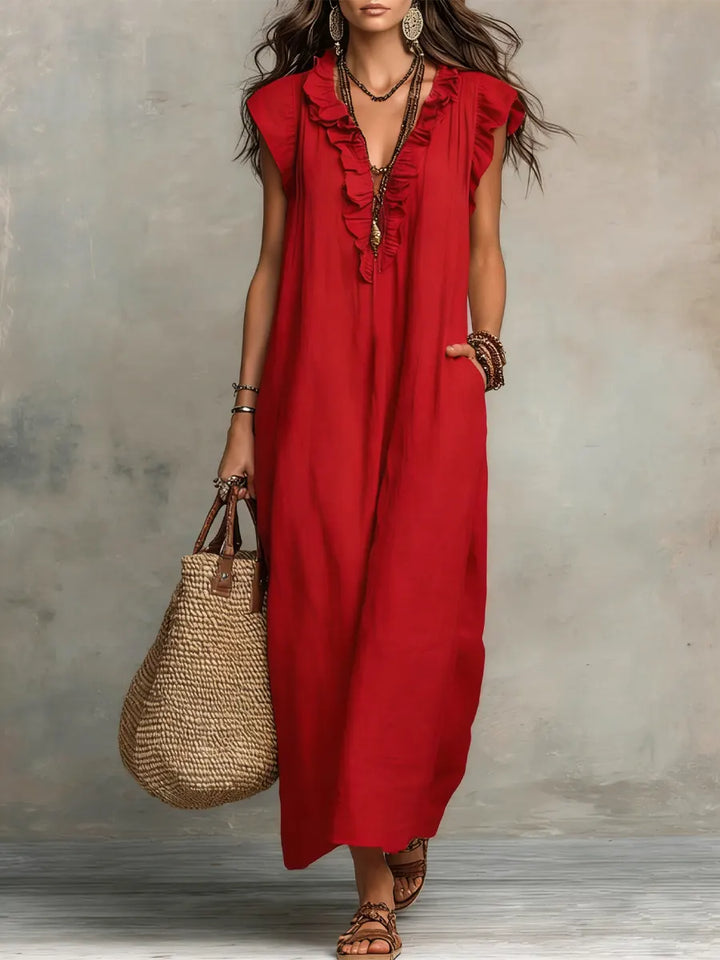 Elegante vestido fluido bohemio para mujer. Perfecto como vestido de playa o ropa de verano con estilo.