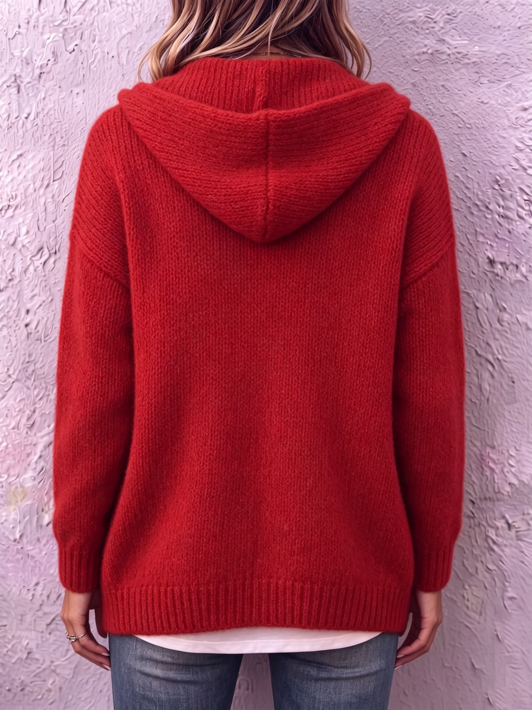 Cárdigan de punto para mujer con capucha y botones, perfecto para la moda casual de otoño e invierno.