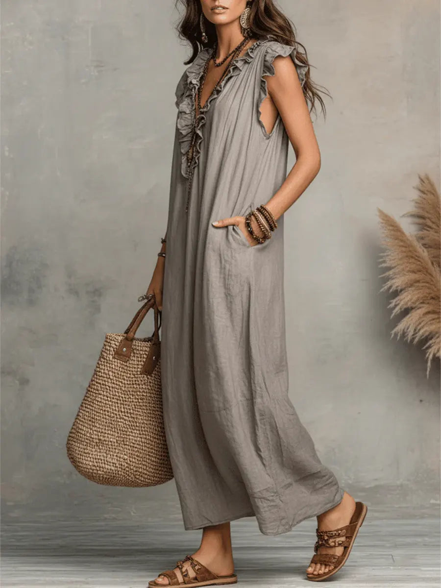 Vestido bohemio casual para mujer. Estilo fluido y relajado, ofreciendo comodidad para ropa de verano.