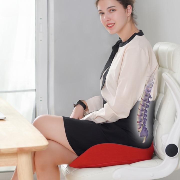 Cojín ortopédico para silla de oficina, brinda confort y soporte para espalda, coxis y postura, alivia el dolor lumbar.