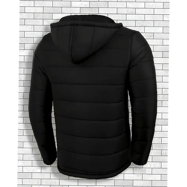 Chaqueta acolchada cálida de invierno para hombre, con capucha engomada. Perfecta para el frío, urbana y resistente.