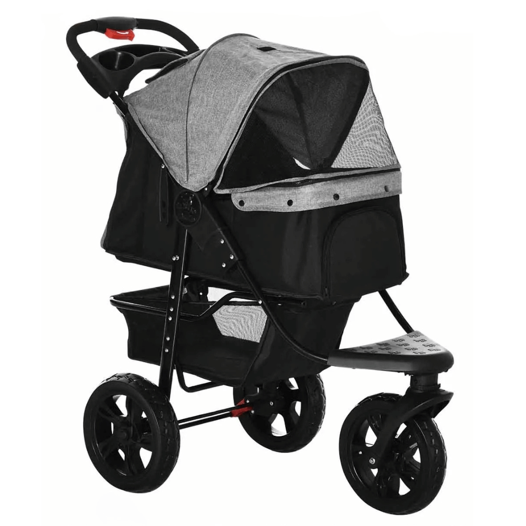 Carrito de aventura para perros, ideal para paseos al aire libre. Transporte seguro y cómodo para mascotas.