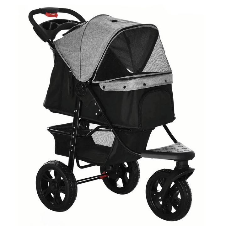 Carrito de aventura para perros, ideal para paseos al aire libre. Transporte seguro y cómodo para mascotas.