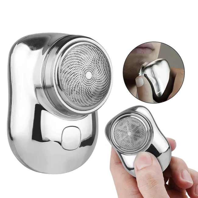 Mini-afeitadora portátil para hombres, perfecta para retoques rápidos de barba y aseo personal en cualquier lugar.