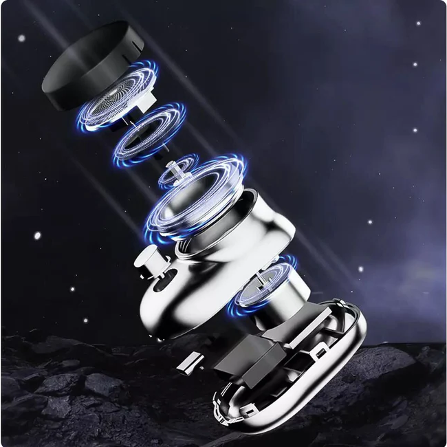 Potente mini-afeitadora eléctrica de bolsillo para hombres. Afeitado rápido y preciso de barba, con diseño moderno.