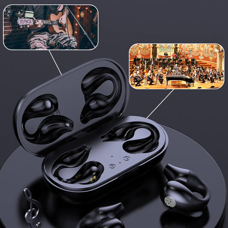 Auriculares de conducción ósea con clip. Inalámbricos, cómodos y seguros para audio manos libres.