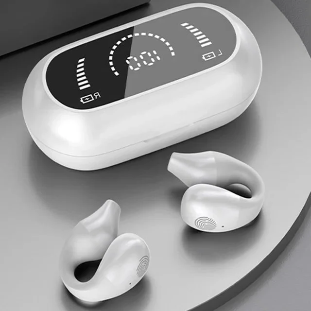 Auriculares inalámbricos de clip con conducción ósea unisex. Audio abierto para deporte y oficina.