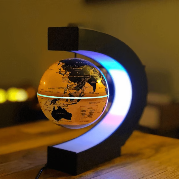 Gadget globo flotante magnético con luz LED. Novedad antiestrés para escritorio, oficina o sala de estar.