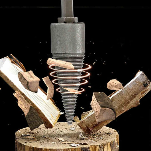 Broca para taladro que divide leña sin esfuerzo, herramienta eficiente de acero carbono para hogar y camping.