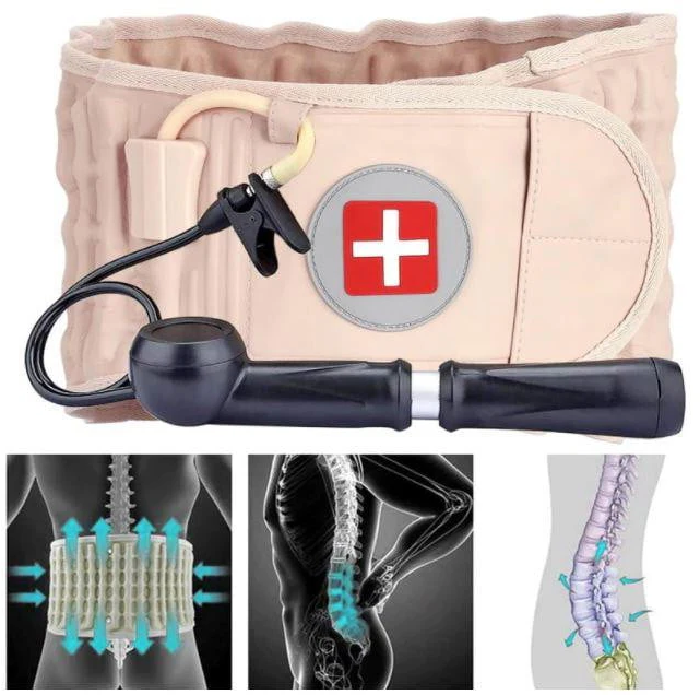Cinturón de soporte lumbar ergonómico. Ofrece descompresión para aliviar el dolor de espalda y mejorar la postura.