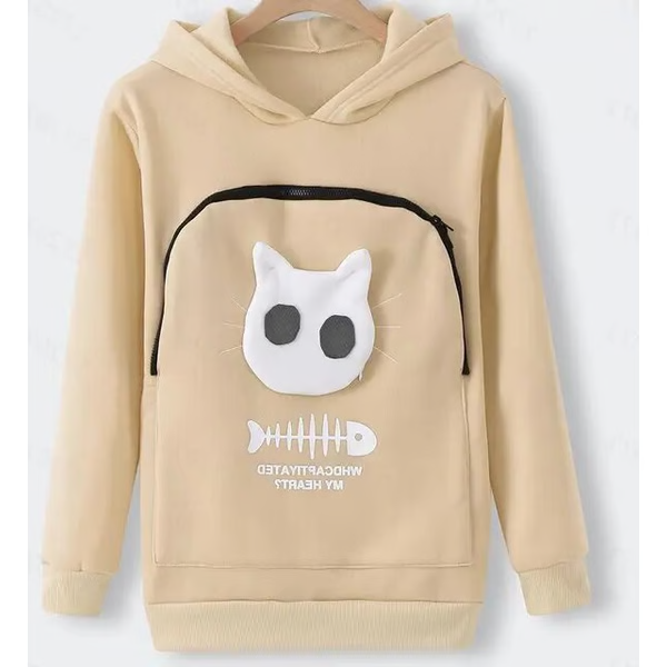 Cómoda sudadera con capucha para amantes de gatos, incluye bolsillo especial para llevar a tu mascota cerca.