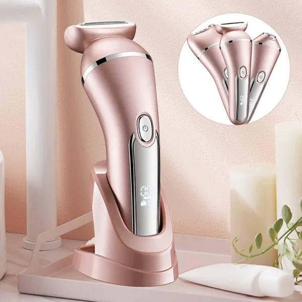 Afeitadora eléctrica impermeable 3 en 1 para mujer. Depiladora recargable, ideal para el cuidado personal y belleza.