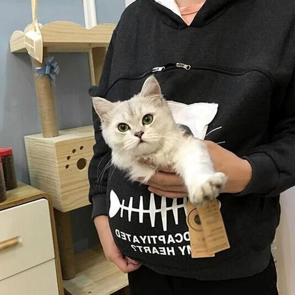 Sudadera unisex para amantes de gatos, con innovador bolsillo canguro para mascotas. Ideal como regalo original.