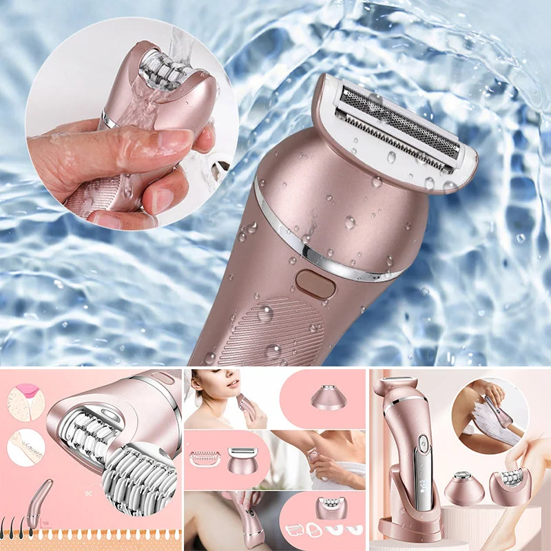 Afeitadora eléctrica portátil e impermeable 3 en 1 para mujer. Diseño ergonómico para una depilación sin dolor.