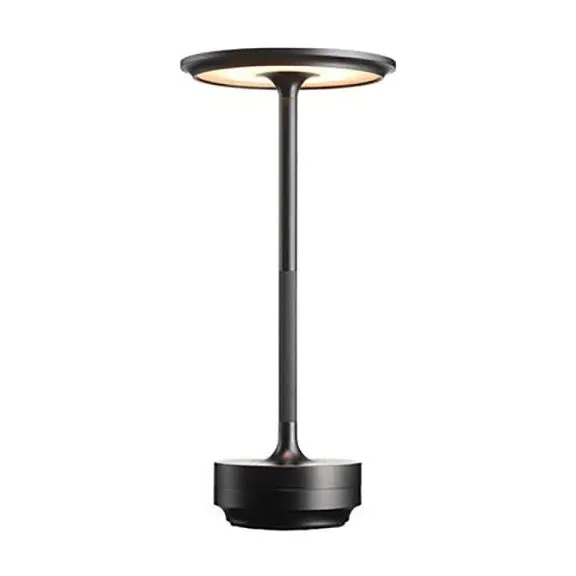 Lámpara de mesa LED inalámbrica táctil y regulable de metal. Ideal para iluminación decorativa en interior y exterior.