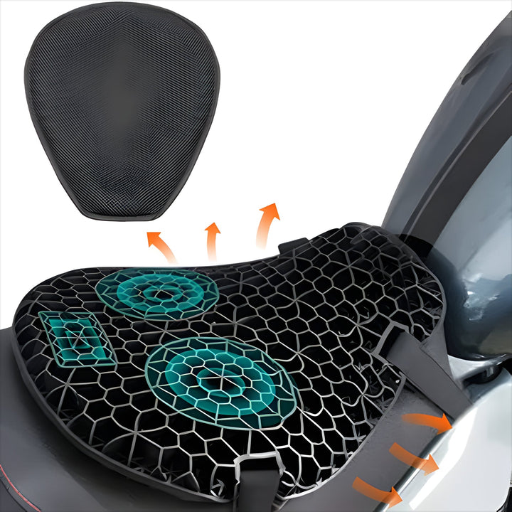 Accesorio de gel para asiento de motocicleta. Reduce la fatiga en viajes largos, confort acolchado.