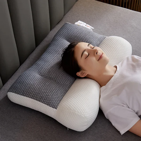 Almohada ortopédica cervical ergonómica para dormir, alivio dolor de cuello y hombros, soporte saludable y descanso.