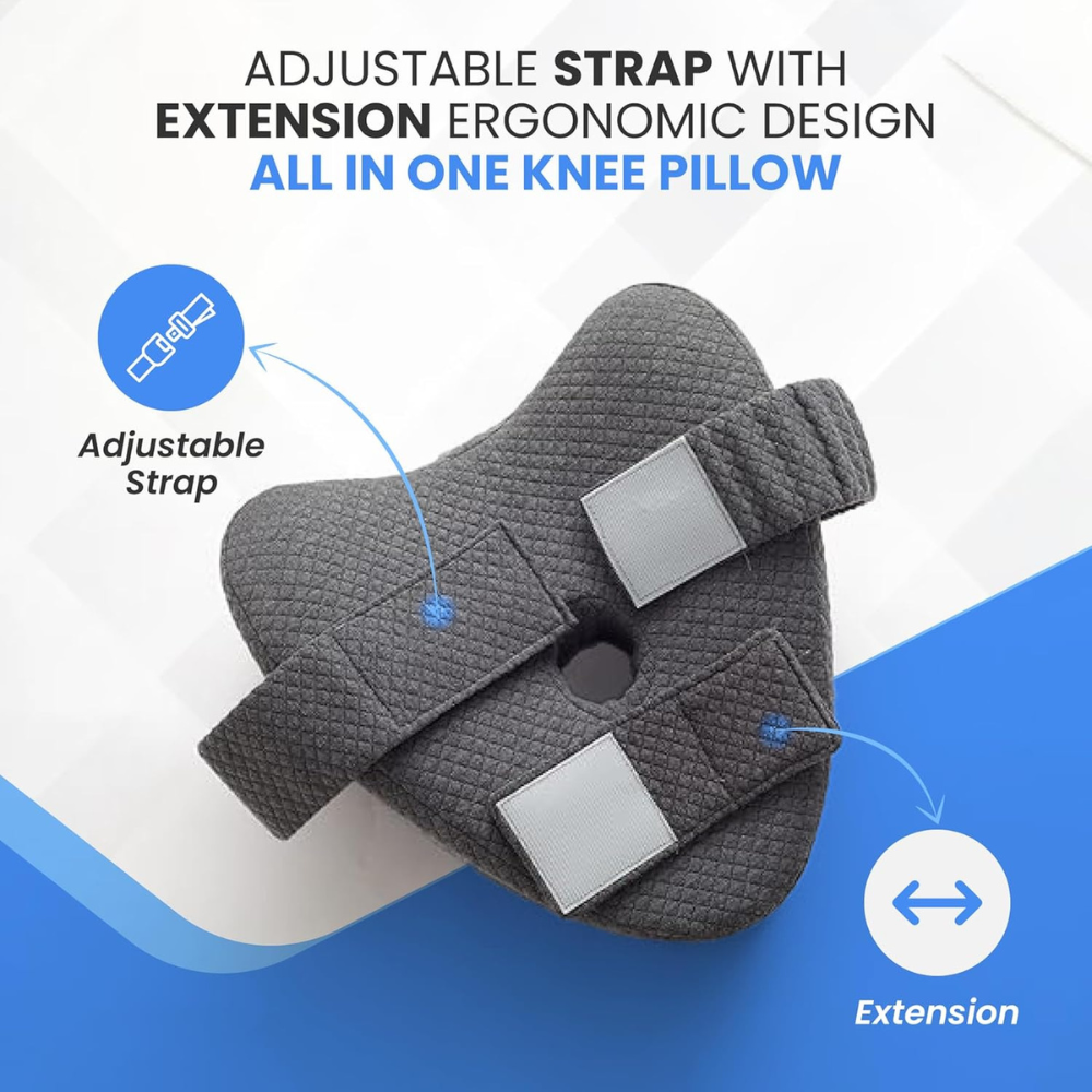 Cojín de rodilla ergonómico para alivio de dolor de ciática, cadera y espalda. Optimiza el descanso y sueño.