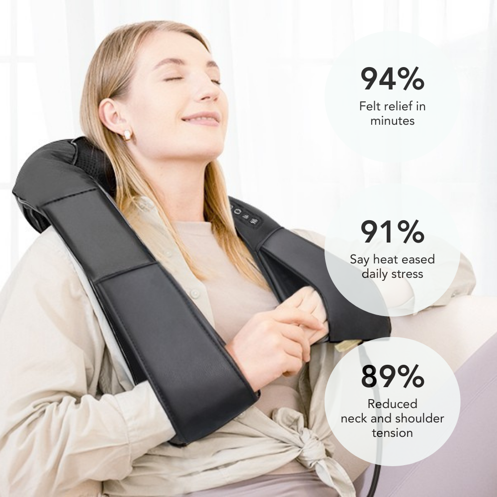 Masajeador Shiatsu cervical y dorsal con función de calor. Ideal para relajar músculos tensos en casa.