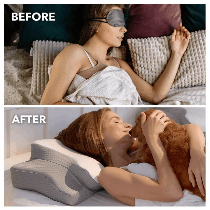 Almohada terapéutica para recuperación cervical, mejora la postura y la salud del cuello al dormir.