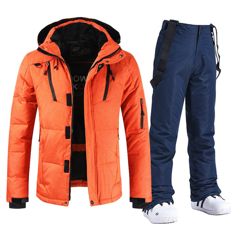 Conjunto térmico acolchado hombre, chaqueta y pantalón. Ideal para esquí, nieve y protección contra el frío.