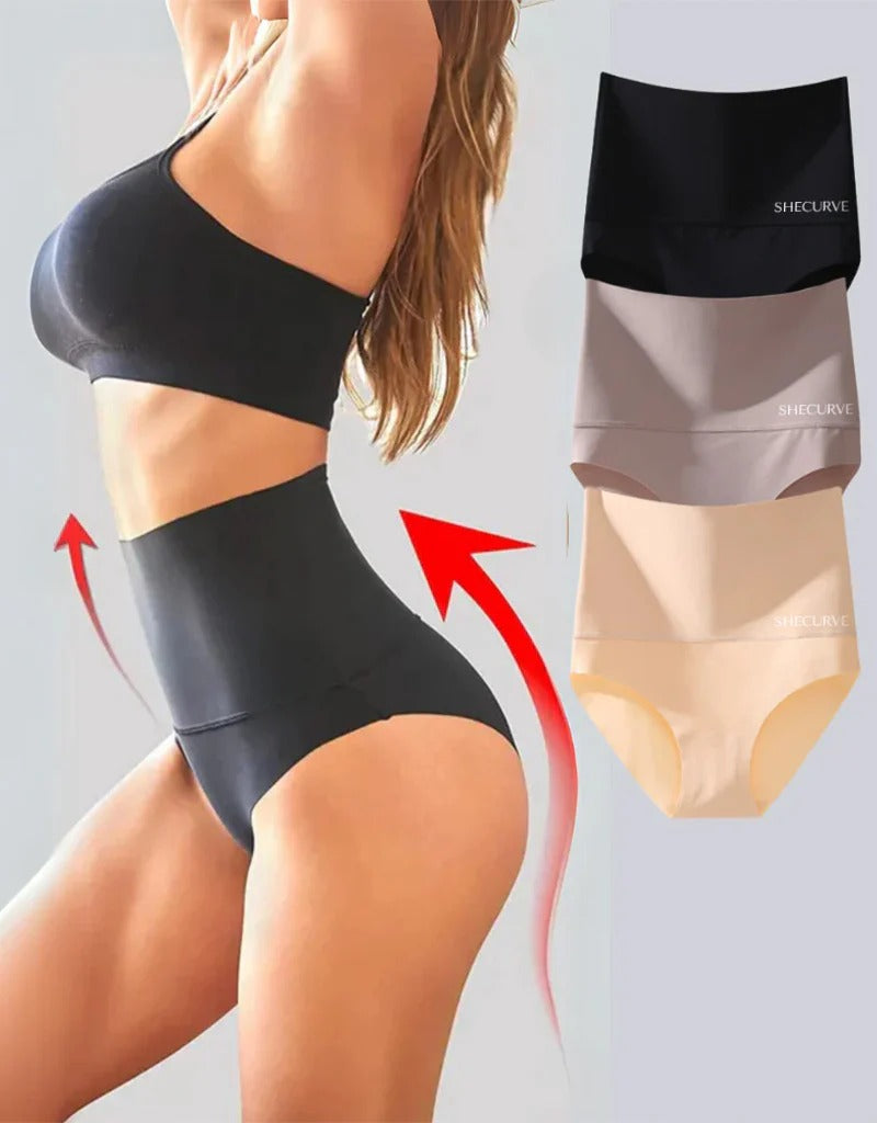 Bragas de tiro alto para mujer, paquete de 3, con control abdominal suave para una silueta definida y uso diario.
