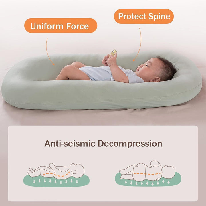 Nido bebé de algodón, diseño ergonómico para un descanso seguro y confortable de 0 a 24 meses.