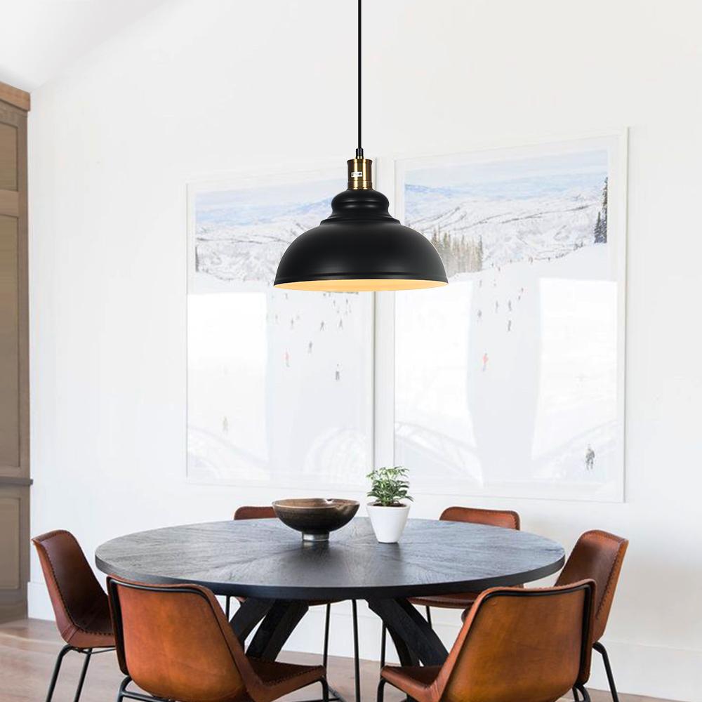 Lámpara colgante industrial negra, estilo moderno para cocina y hogar.