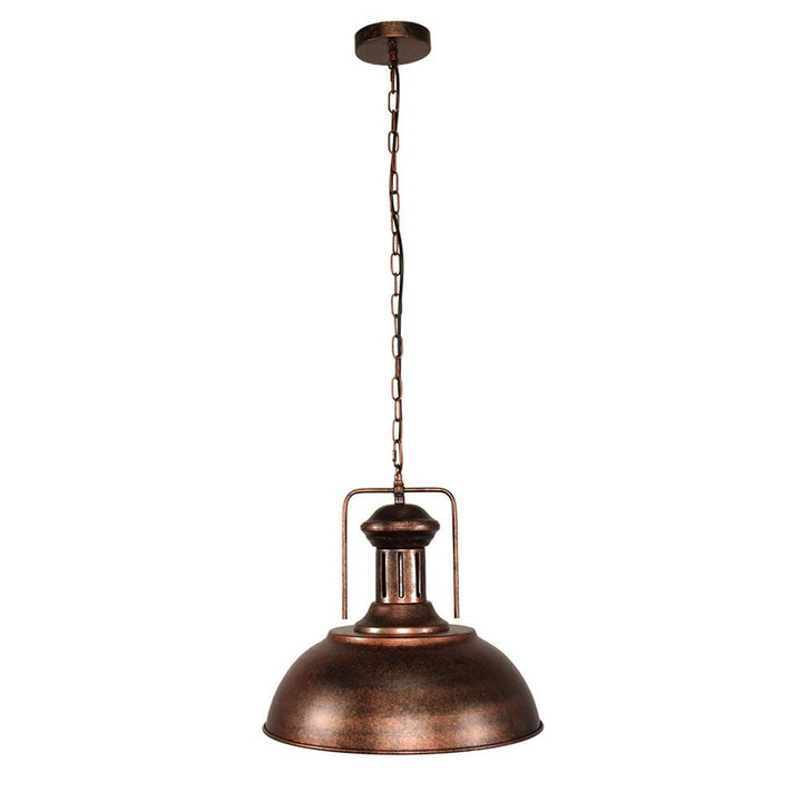 Iluminación colgante rústica industrial. Lámpara de techo con cúpula, ideal para casas de campo.