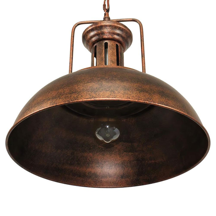Colgante industrial de cúpula, lámpara rústica para iluminación del hogar. Estilo vintage y robusto.