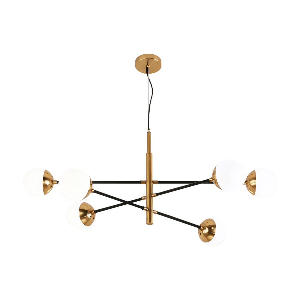 Candelabro Sputnik con globos de vidrio. Lámpara de techo moderna de medio siglo, diseño único.