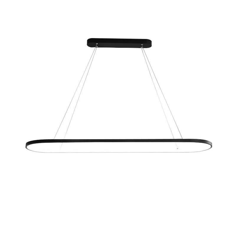 Colgante LED ovalado de diseño minimalista, luz regulable para ambiente moderno.