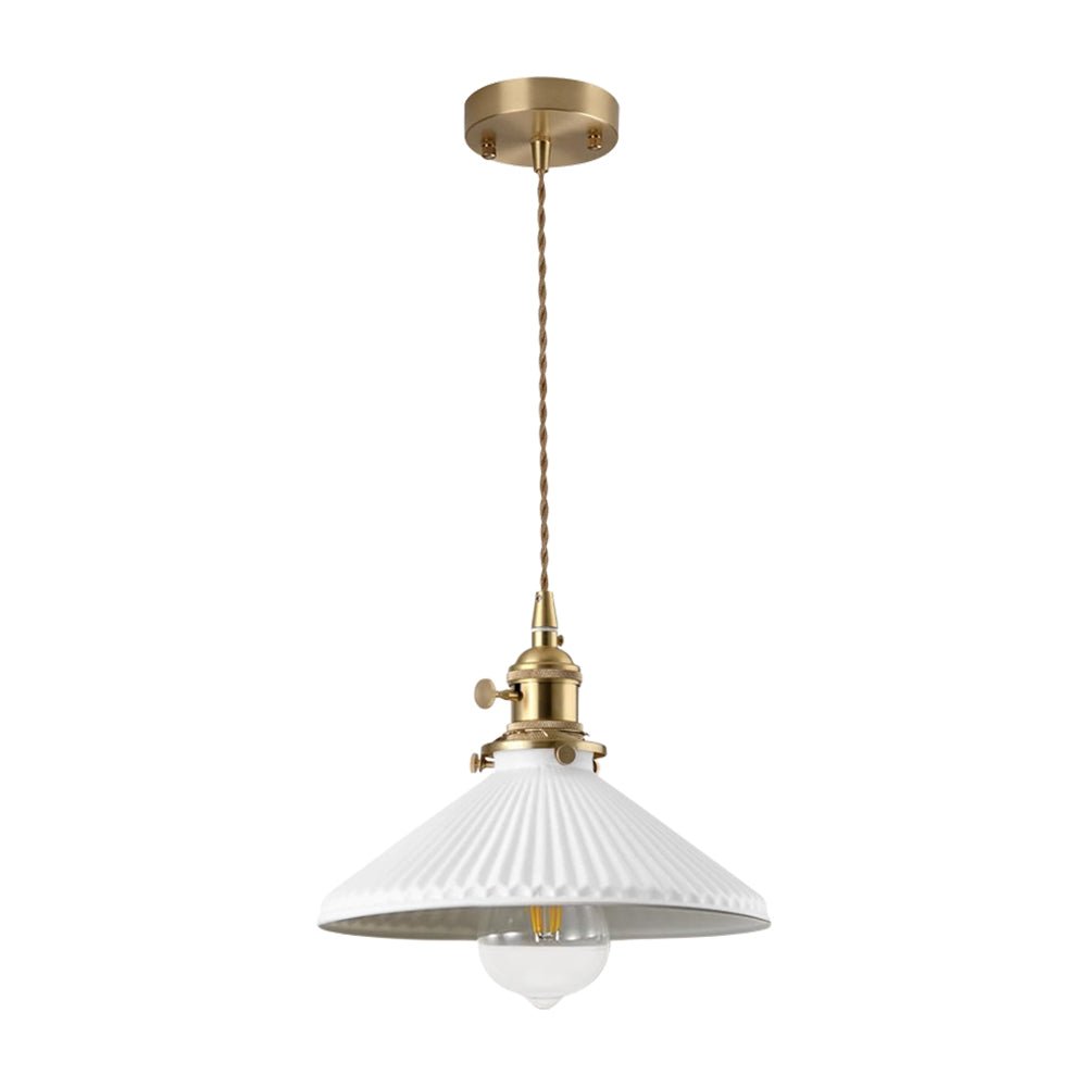 Iluminación interior: lámpara colgante cónica blanca para comedor, cocina o sala. Estilo atemporal.
