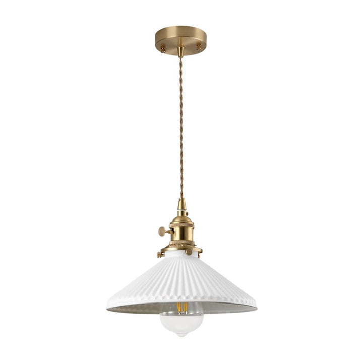 Iluminación interior: lámpara colgante cónica blanca para comedor, cocina o sala. Estilo atemporal.