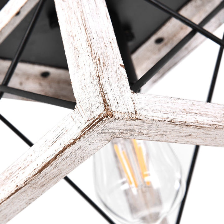 Elegante lámpara de techo geométrica de metal negro, estilo rústico-industrial. Iluminación perfecta para tu hogar.