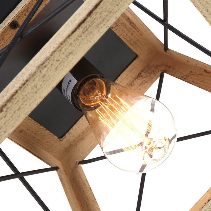 Lámpara de techo rústica geométrica de metal, 1 luz. Iluminación funcional para montaje en superficie en tu hogar.