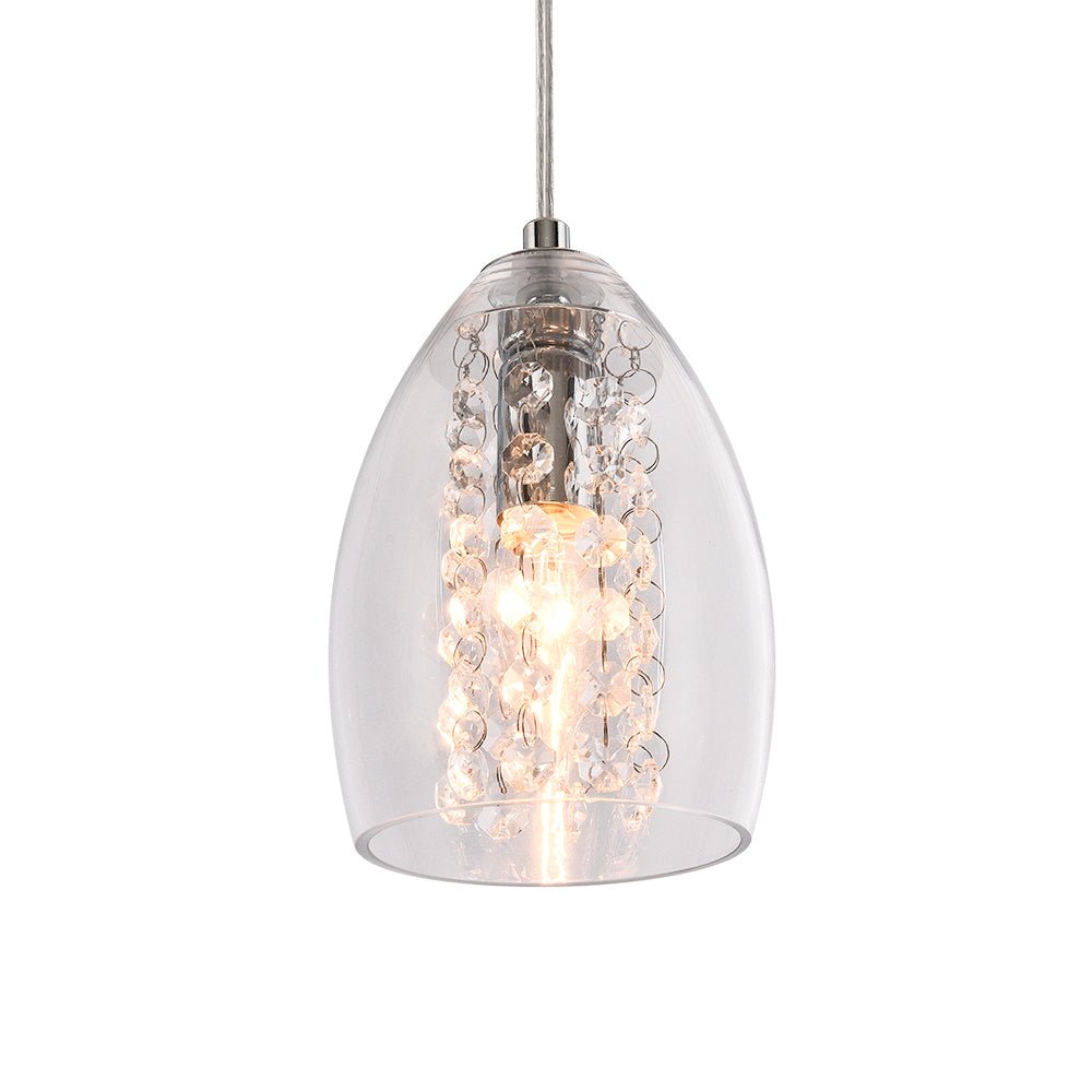 Colgante de 1 luz con estilo moderno y brillante. Ideal para iluminación interior contemporánea de cromo.