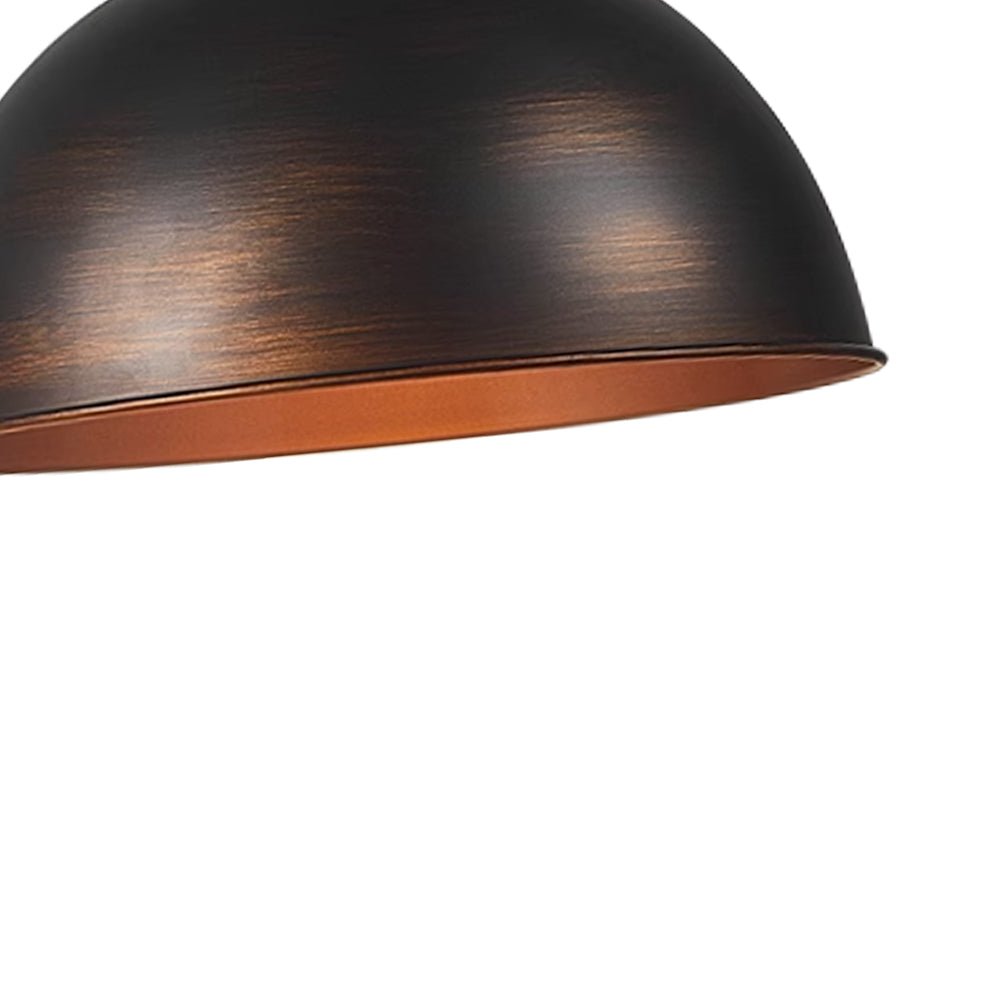 Lámpara colgante industrial de cúpula, metal marrón oscuro, perfecta para islas de cocina.