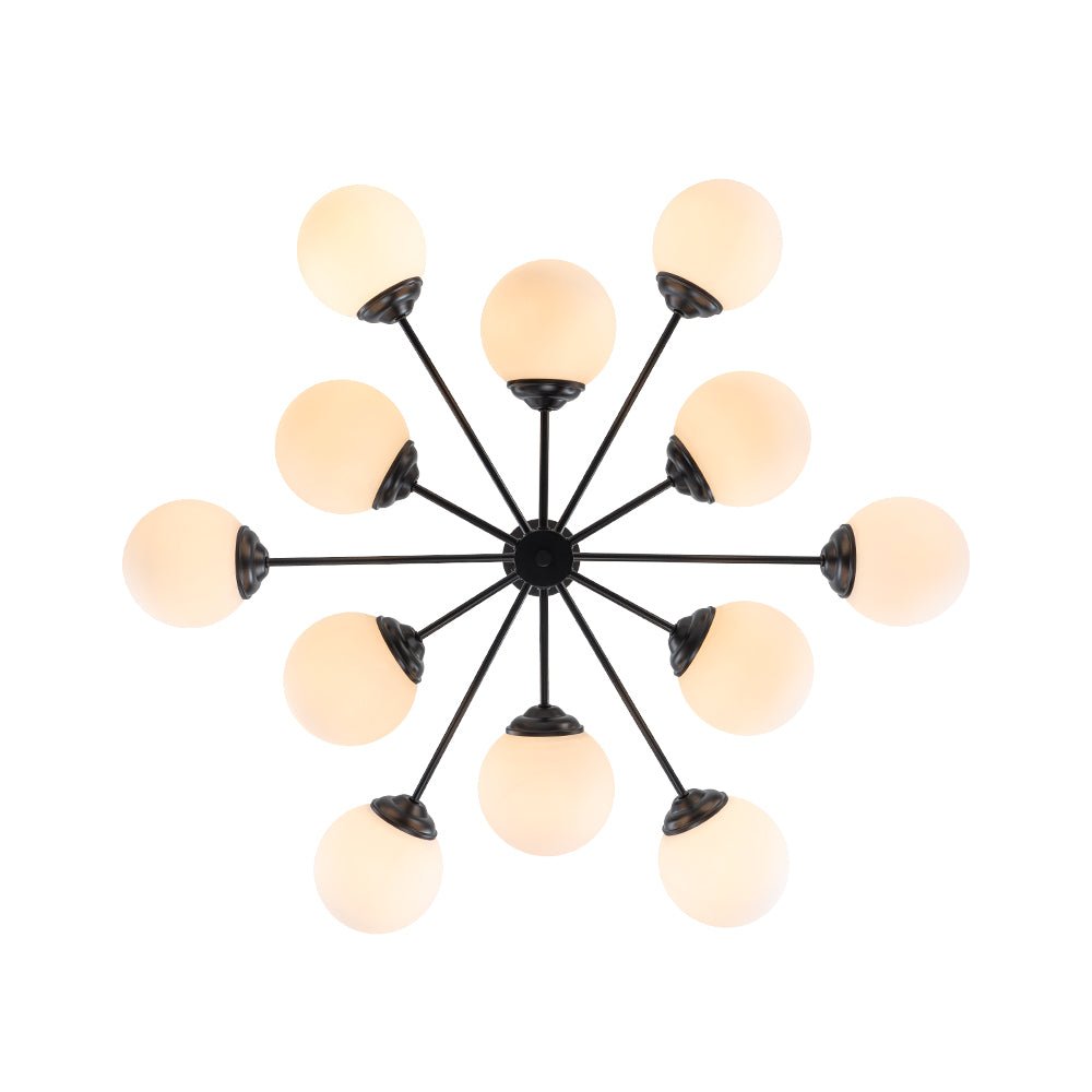 Candelabro de burbuja de cristal, 12 luces. Diseño Sputnik dorado, ideal para decoración Mid-Century.