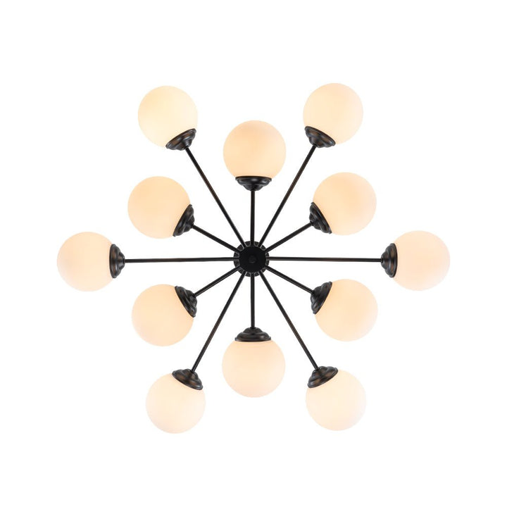 Candelabro de burbuja de cristal, 12 luces. Diseño Sputnik dorado, ideal para decoración Mid-Century.