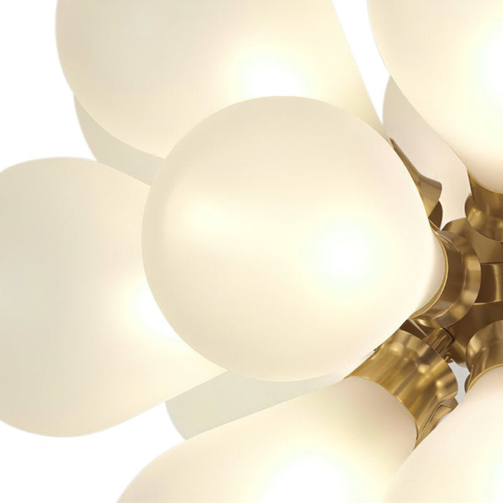 Iluminación colgante moderna para sala o comedor, lámpara Sputnik con 18 burbujas blancas y dorado.