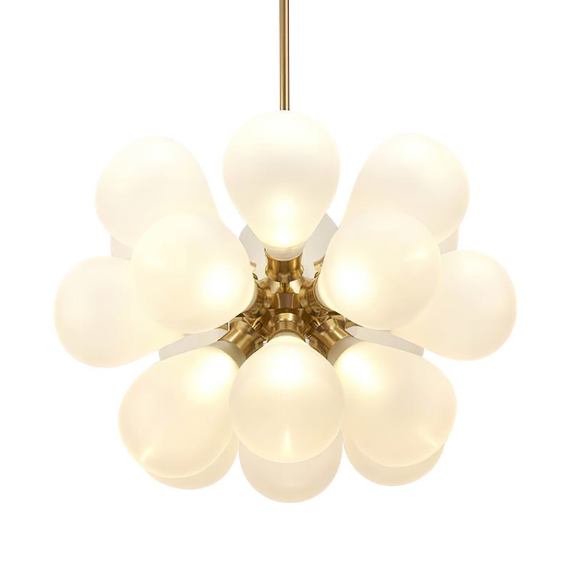 Lámpara colgante de diseño Sputnik con 18 burbujas blancas. Iluminación moderna para techo, dorado.